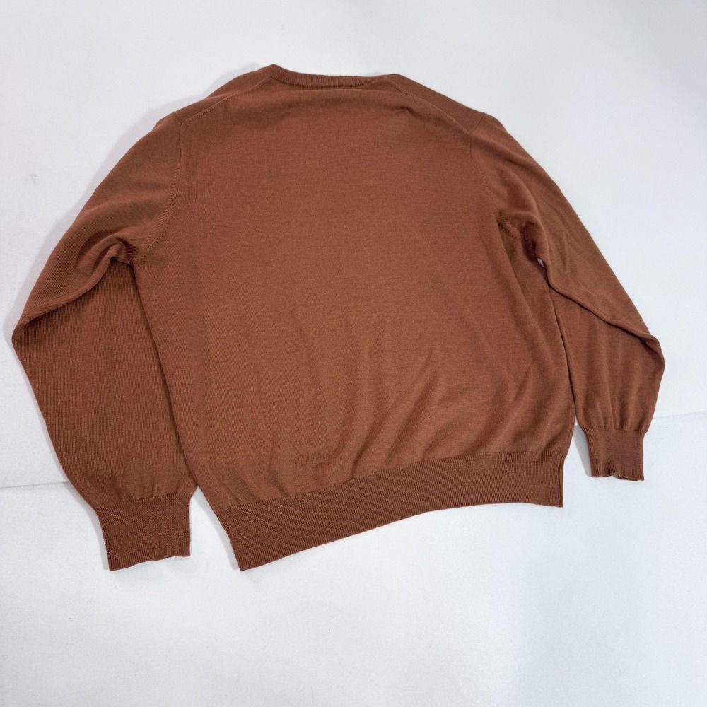 Jos A Bank‎ Sweater Mens XL Brown 100% Merino Wool V Neck Lightweight Pullover - Picture 6 of 7